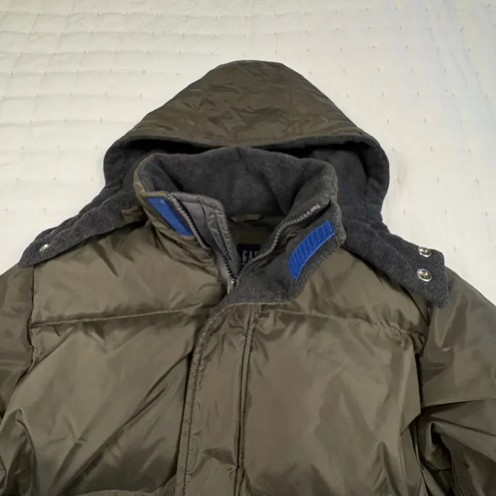 Gap Kids Down Puffer Jacket Boys M(8) Olive Green Ski Coat Utility Vintage Y2K